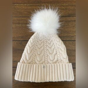 Lululemon Cream Knit Pom Beanie